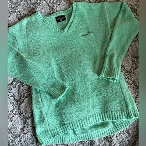 Womens Soft VNeck Green-Blue Outer Banks Sweater